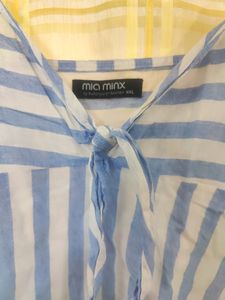 Mia Minx XXL Knot Detail Strap Top - Blue &amp; White