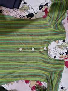 New Striped Green Kurta With Trousers Duppata