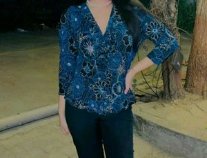 Floral Ruffle Front Shirt