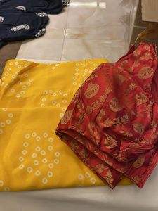 Yellow Bandhani Sari with Red Blouse