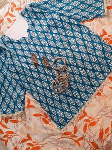 Elegant Blue Printed Short Kurti