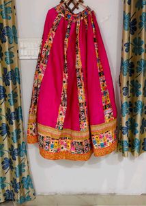 Pink Navratri Printed Maxi Skirt