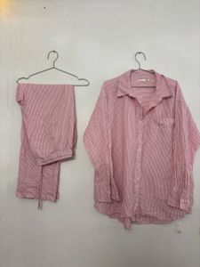Pink Striped Pajama Set