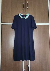 Navy Dress with Teal and White Collar