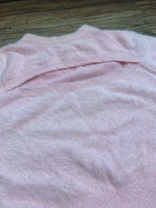 Pink Fuzzy Top &amp; Navy Skirt