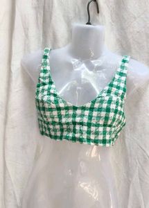 171611. Zara Green Checkered Crop Top