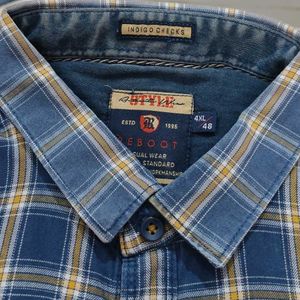 Blue Plaid Button-Down Shirt