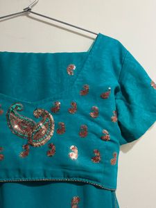Peacock Green Saree With Details