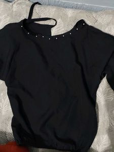 Elegant dark Blue half Sleeve Top