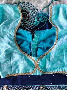 Diwali Sale Elegant Blue &amp; White Saree