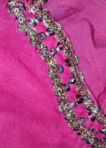 Pink Embellished Saree Blouse