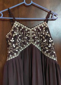 Anarkali Long Dress Brown Colour