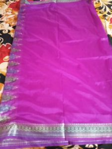 Purple Saree with Silver Border