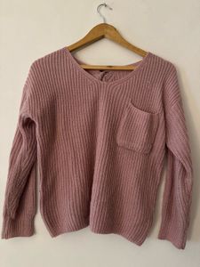 Dusty Rose Pocket Sweater