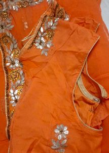Orange Embroidered Saree.