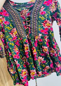 Vibrant Floral Bohemian Tunic Top