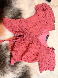 Pink Eyelet Crop Top