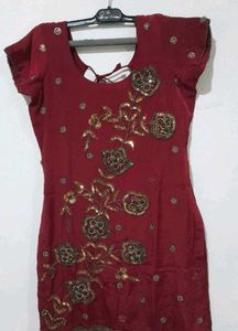 Embroidered Maroon Kurta set