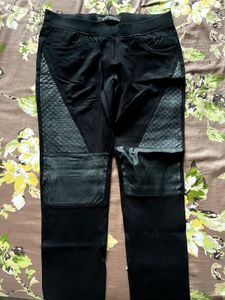 Leather Patchwork Pants