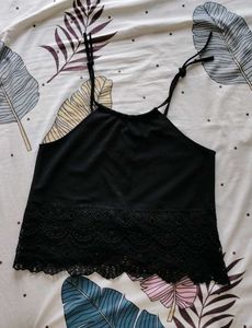 Black Lace Trim Cami Tank Top