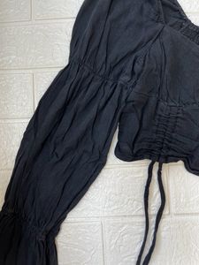 Black Drawstring Crop Top