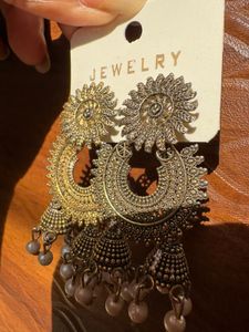 Jhumka Earrings with Pearl Details