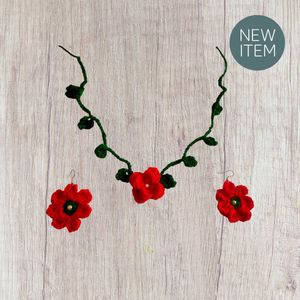 Handmade Crochet Poppy Jewelry Set