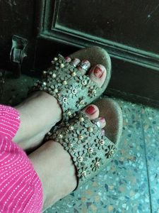 Floral Embellished Wedges