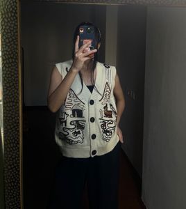 Embroidered Spring  Creamish White VEST