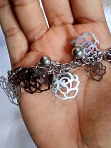 Fancy Silver Double Layered Bracelet