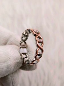 Sterling Silver &amp; Rose Gold &#39;X&#39; Ring
