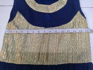 Elegant Navy Blue Gown with Gold Sequins ✨