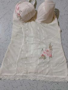 Lace Trim Floral Bustier