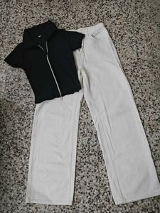 Top & Wide Leg Jeans Set