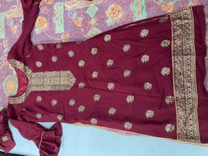 Maroon Embroidered Garara Set