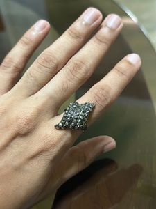 CLASSY ELEGANT BLACK STONED HAND RING 💍FOR WOMEN