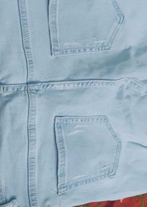 Wide Leg, Mid Rise, Light Blue, Ribbed Jeans
