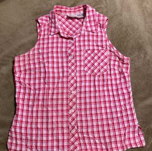 Red &amp; White Plaid Sleeveless Top