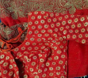 Red Embroidery Design Saree