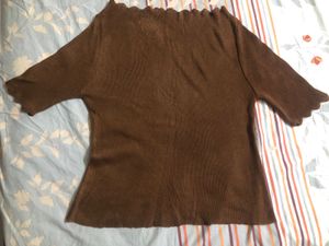 Brown Off Shoulder Top Partywear