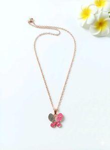 Pink Butterfly Necklace