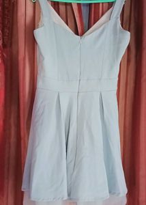 V NECK MINI BLUE DRESS