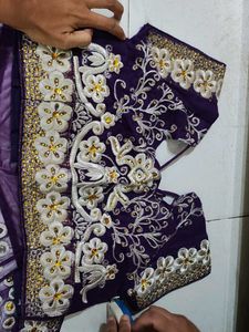 Purple Lehnga Choli Saree With Stiched Blouse