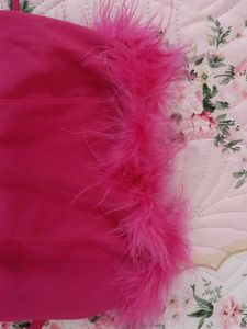 Pink Feather Trim Dress 24-26 bust