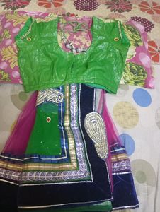 lengha saree with attached palla with blouse