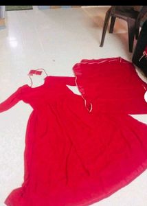 Red Anarkali Kurti Set