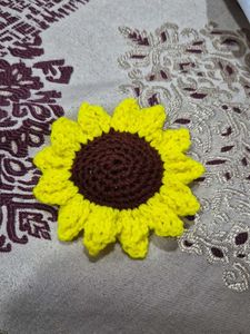 Crochet Sunflower luggage tag / bag charm