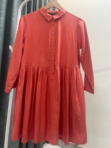 Coral Button-Down Mini Dress