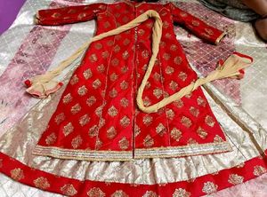 Elegant Red &amp; Gold Lehenga Kurta Set