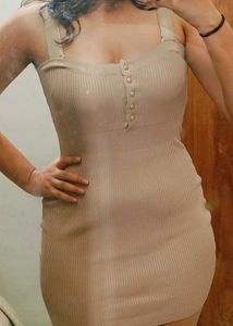 Beige Bodycon Mini Dress 🤌🏻